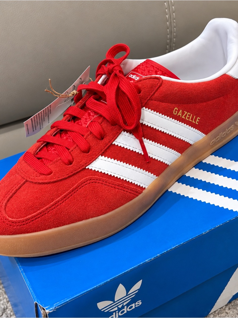 Adidas Gazelle Men's Red Suede Sneakers with White Stripes